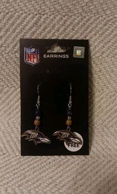 NWT Baltimore Ravens Hook Earrings NFL Licensed Football Dangle Nickle Free